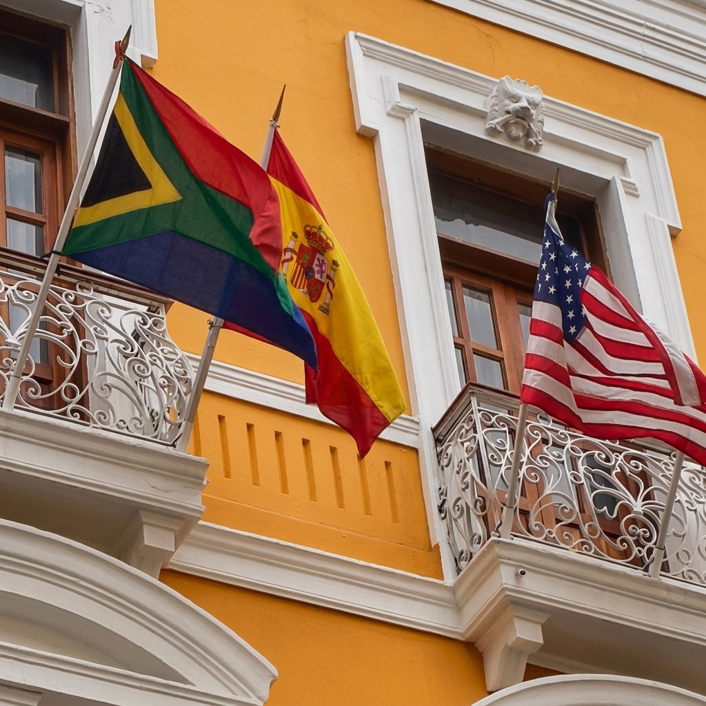 International flags beside the United States flag